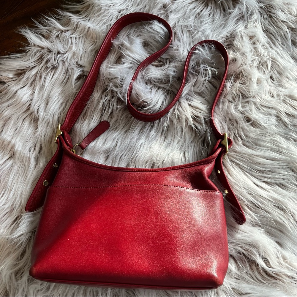 Coach Red Leather Purse with Brass colored Hardware